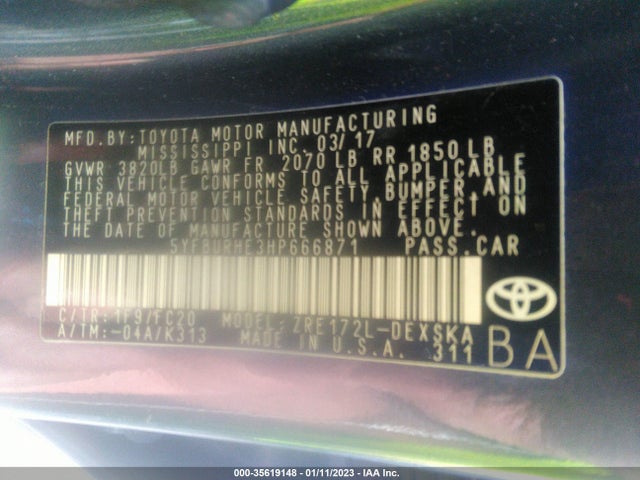 Toyota Corolla 2017 5YFBURHE3HP666871 Image 9