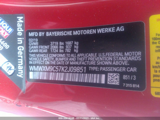 WMWXM9C57K2J09851 Mini Hardtop 2 Door John Cooper Works