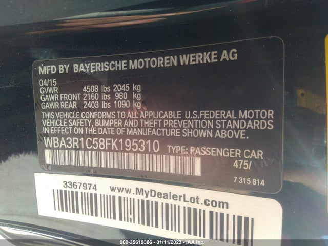 2015 BMW 4 Series, VIN: WBA3R1C58FK195310