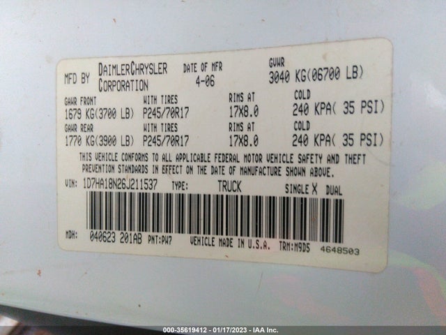 Dodge Ram 1500 Slt 2006 1D7HA18N26J211537 Image 10