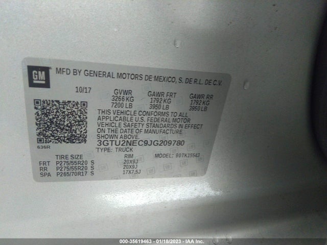 GMC Sierra 1500 Slt 2018 3GTU2NEC9JG209780 Image 9