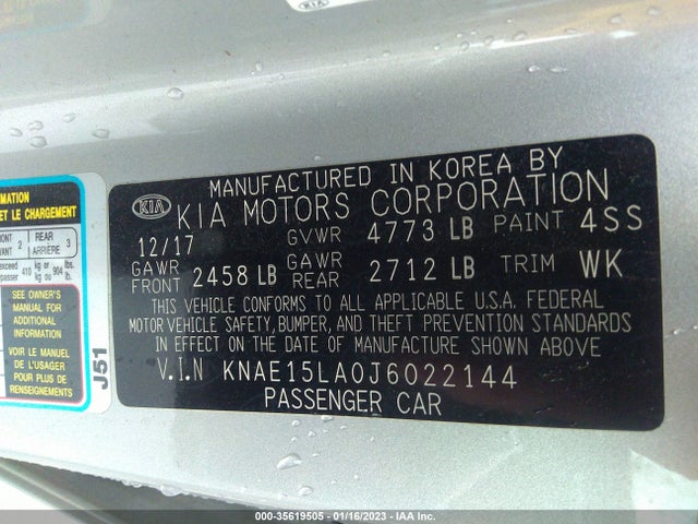 KIA Stinger Base 2018 KNAE15LA0J6022144 Image 9