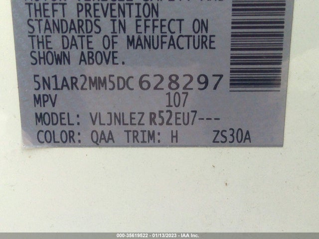 2013 NISSAN PATHFINDER SV VIN: 5N1AR2MM5DC628297