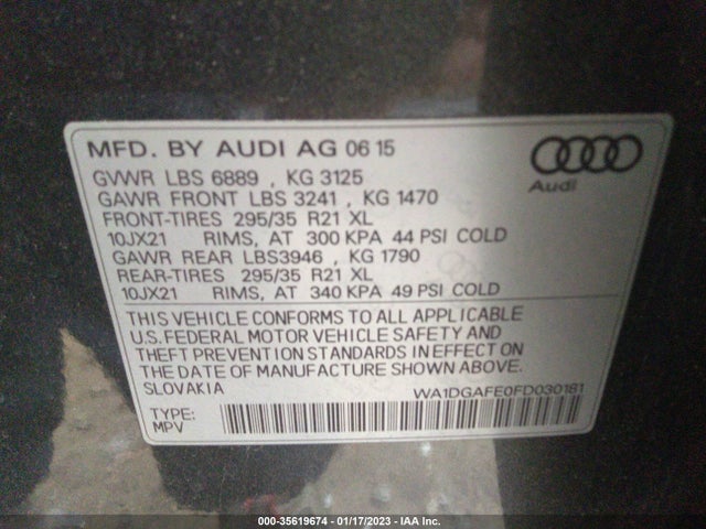 2015 Audi Q7, VIN: WA1DGAFE0FD030181