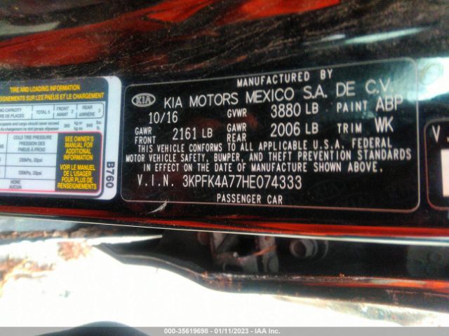 3KPFK4A77HE074333 KIA FORTE LX