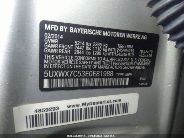 5UXWX7C53E0E81988 BMW X3 Xdrive35i
