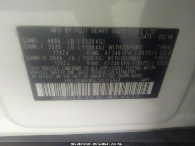 4S4BSBDC7G3313604 Subaru Outback