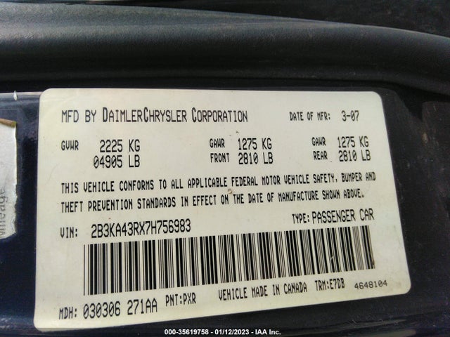 Dodge CHARGER 2007 2B3KA43RX7H756983 Image 10
