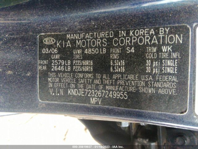 KNDJE723267249955 KIA Sportage Lx/ex