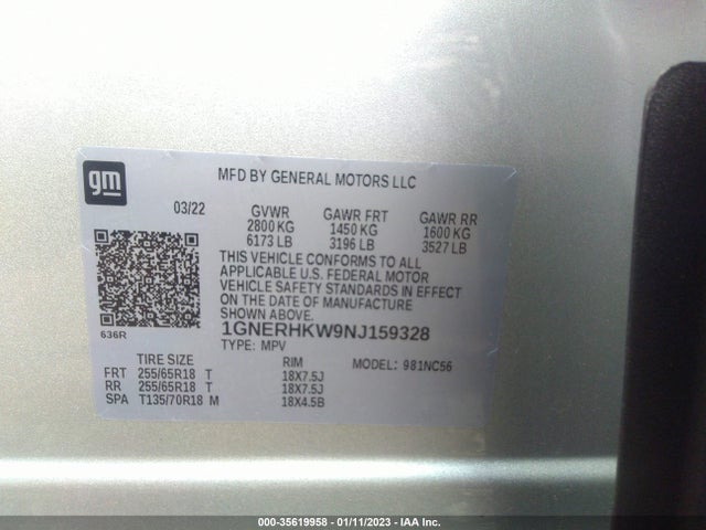 2022 Chevrolet Traverse, VIN: 1GNERHKW9NJ159328