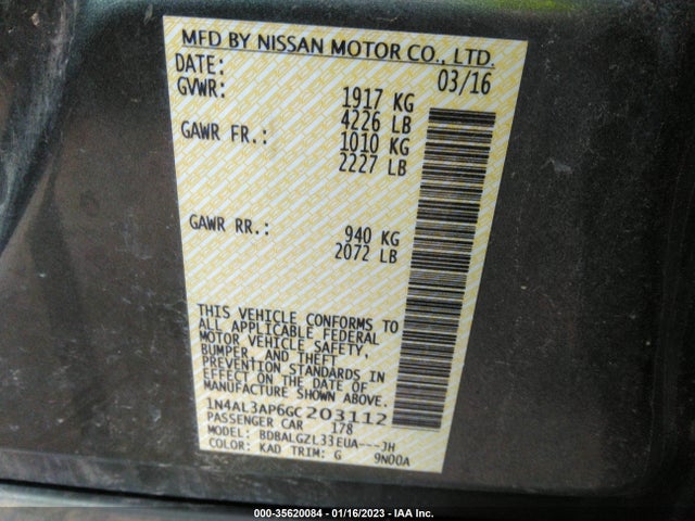 2016 Nissan Altima, VIN: 1N4AL3AP6GC203112