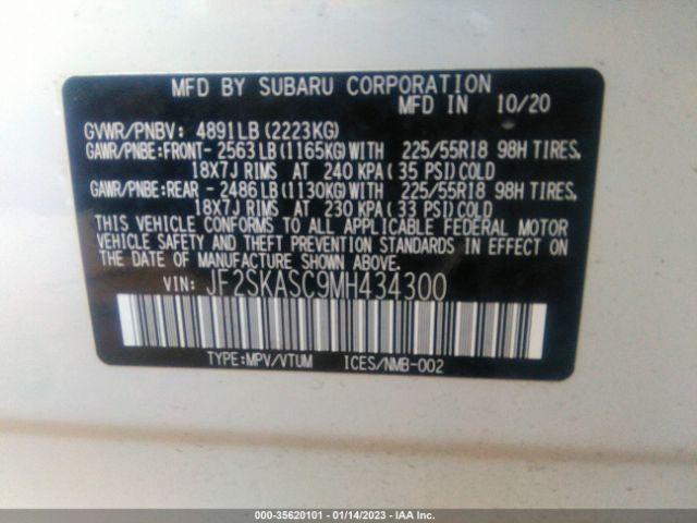 JF2SKASC9MH434300 Subaru Forester Limited