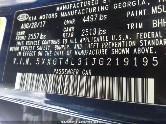 5XXGT4L31JG219195 KIA Optima Lx
