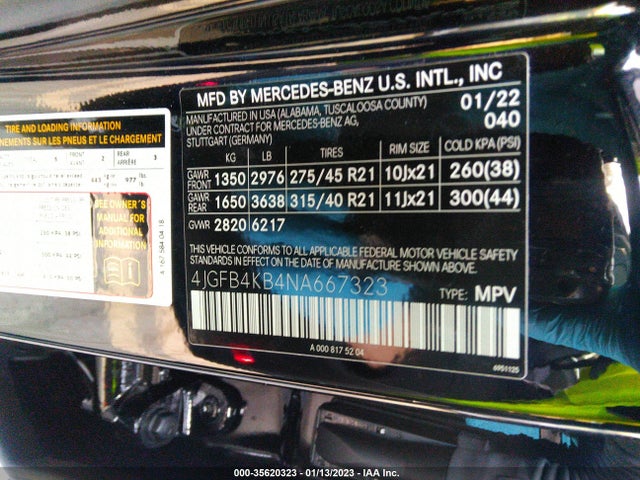 2022 Mercedes-Benz GLE-Class, VIN: 4JGFB4KB4NA667323