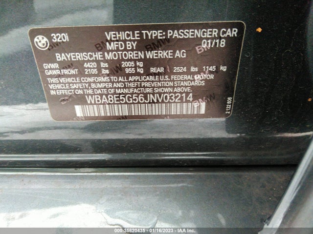 BMW 3 Series 320i Xdrive 2018 WBA8E5G56JNV03214 Image 9