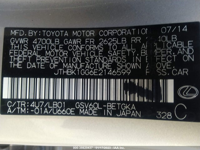 Lexus ES 350 2014 JTHBK1GG6E2146599 Image 10