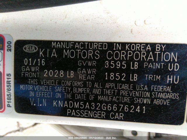 2016 KIA RIO LX VIN: KNADM5A32G6676241