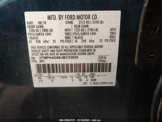 2018 Ford Edge, VIN: 2FMPK4G98JBC53955