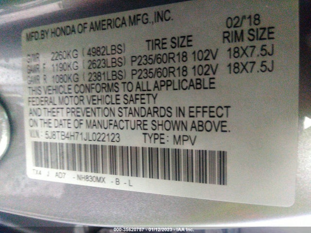 2018 Acura RDX, VIN: 5J8TB4H71JL022123