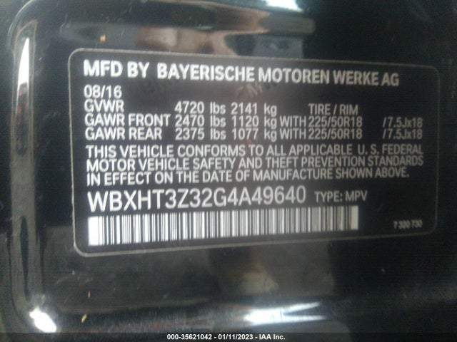 2016 BMW X1, VIN: WBXHT3Z32G4A49640