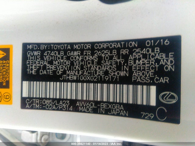 2016 Lexus ES, VIN: JTHBW1GGXG2119171