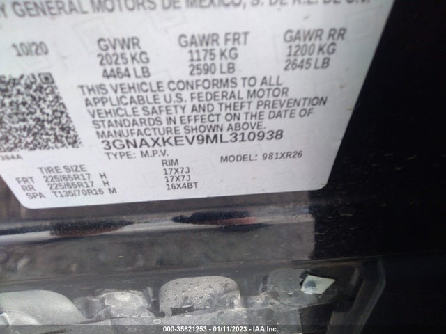Chevrolet EQUINOX LT 2021 3GNAXKEV9ML310938 Image 9