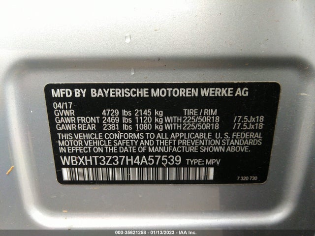 2017 BMW X1, VIN: WBXHT3Z37H4A57539