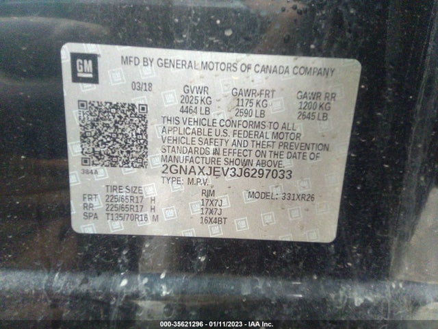 Chevrolet EQUINOX LT 2018 2GNAXJEV3J6297033 Image 9