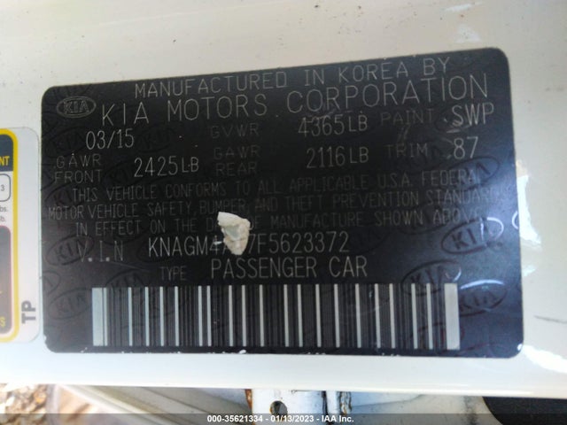 KIA Optima Lx 2015 KNAGM4A77F5623372 Image 10