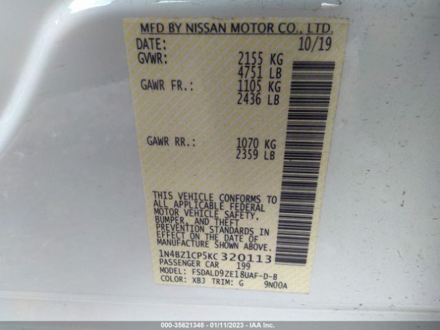 1N4BZ1CP5KC320113 Nissan Leaf Sv Plus