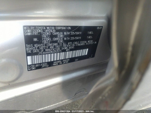 2021 Toyota Venza, VIN: JTEAAAAH0MJ053515