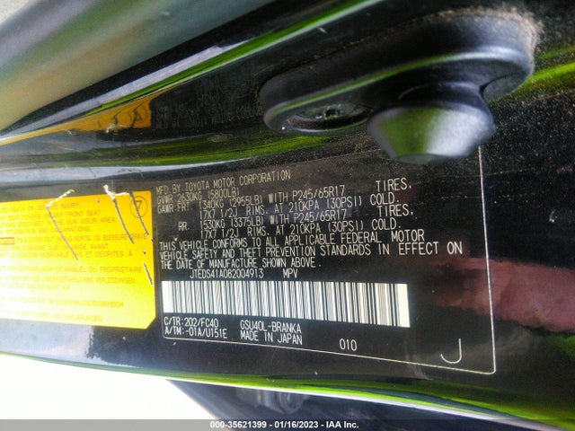 2008 TOYOTA HIGHLANDER BASE VIN: JTEDS41A082004913