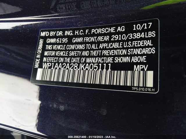 2018 Porsche Cayenne, VIN: WP1AA2A28JKA05111