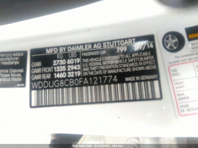 2015 Mercedes-Benz S-Class, VIN: WDDUG8CB0FA121774