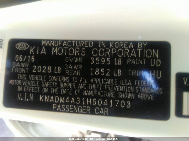 2017 Kia Rio, VIN: KNADM4A31H6041703