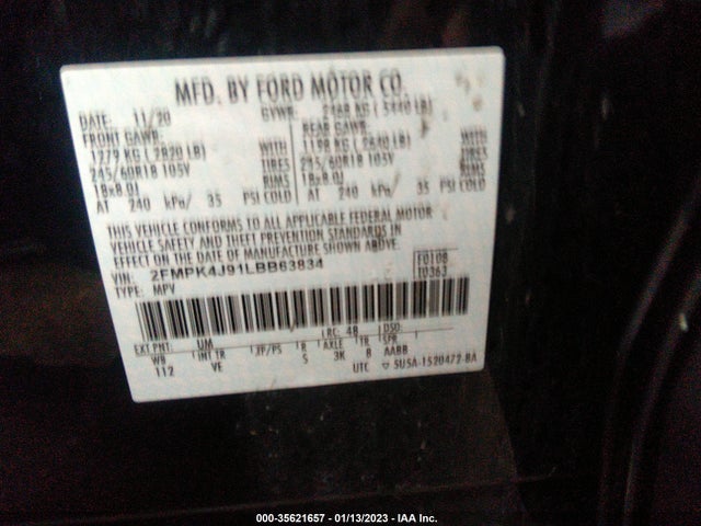 2020 Ford Edge, VIN: 2FMPK4J91LBB63834