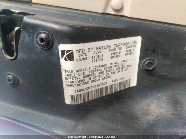 2003 SATURN ION ION 3 VIN: 1G8AL52F73Z167363