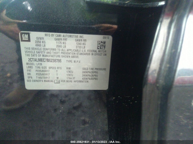 2011 GMC TERRAIN SLE-1 VIN: 2CTALMEC7B6238786