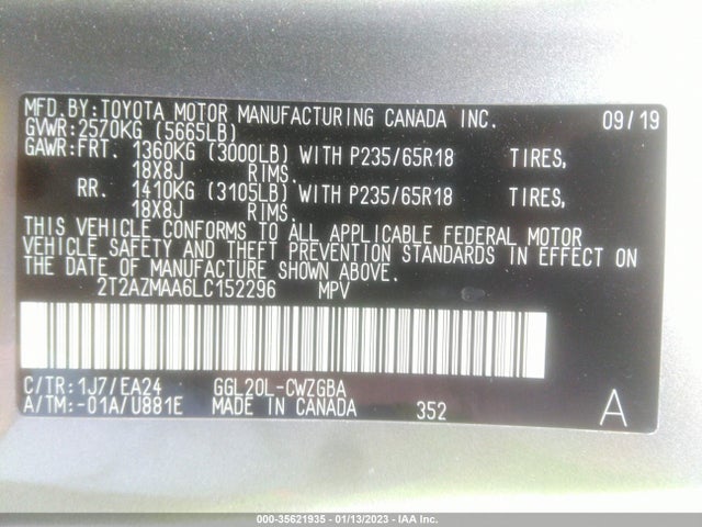 2020 Lexus RX, VIN: 2T2AZMAA6LC152296