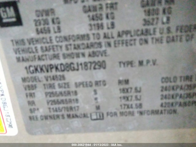 2016 GMC Acadia, VIN: 1GKKVPKD8GJ187290