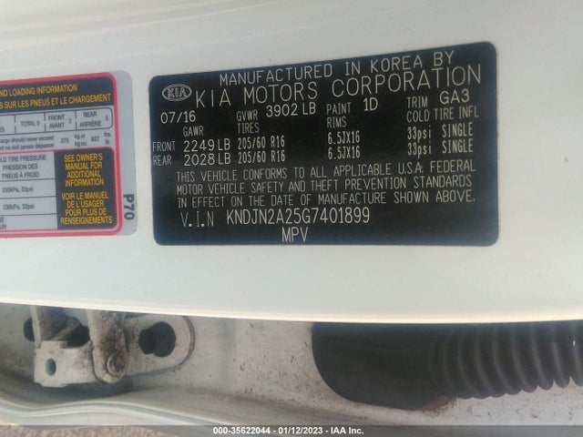 KIA Soul Base 2016 KNDJN2A25G7401899 Image 10