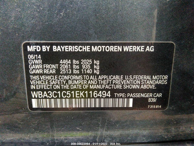 BMW 328I 2014 WBA3C1C51EK116494 Image 9