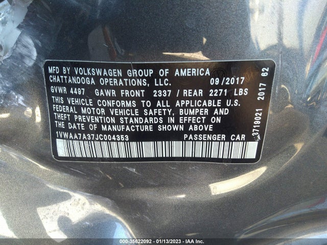 1VWAA7A37JC004353 Volkswagen Passat 2.0t S/r-line