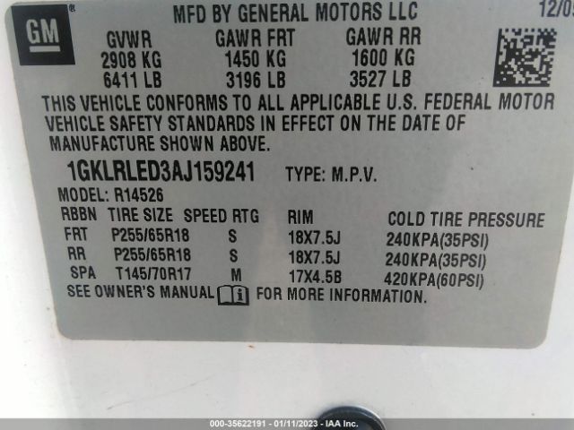 1GKLRLED3AJ159241 GMC ACADIA SLE