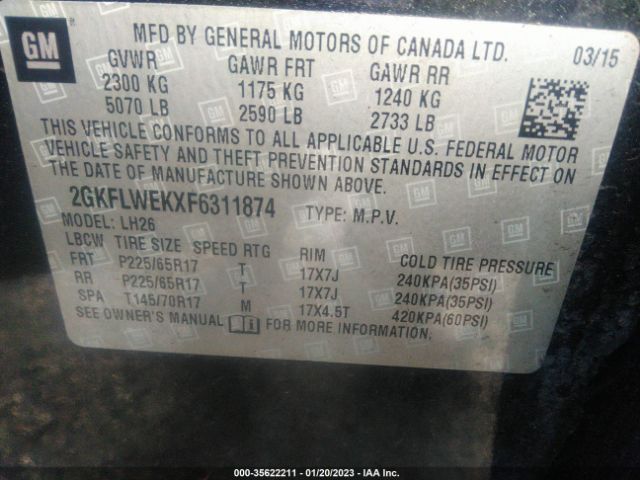 2GKFLWEKXF6311874 GMC Terrain Sle