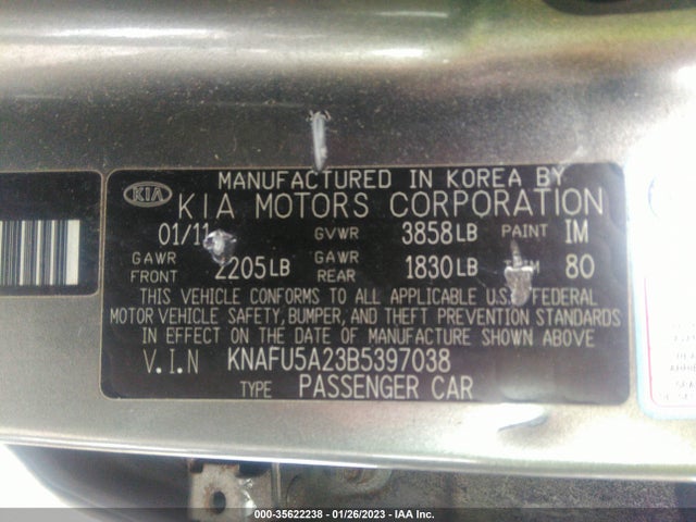KIA Forte 5-door Ex 2011 KNAFU5A23B5397038 Image 11