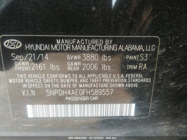 Hyundai ELANTRA SE 2015 5NPDH4AE0FH589557 Image 10