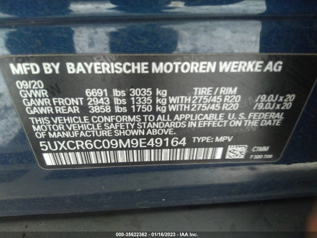 BMW X5 Xdrive40i 2021 аукцион фото