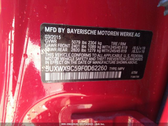 5UXWX9C59F0D62260 BMW X3 Xdrive28i