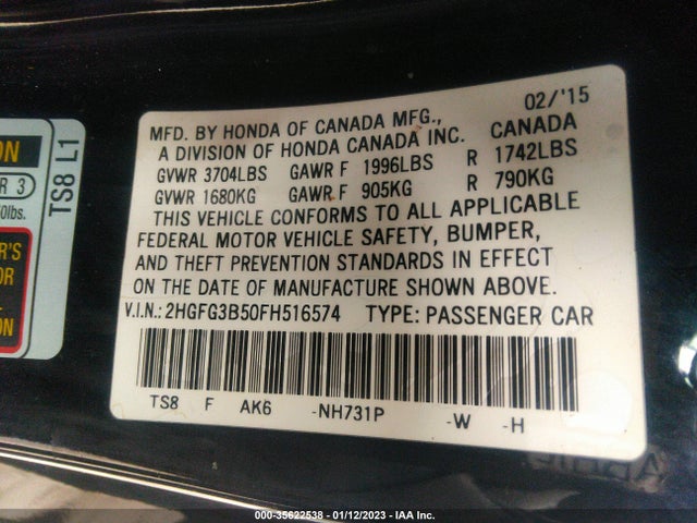 Honda Civic Coupe Lx 2015 2HGFG3B50FH516574 Image 9